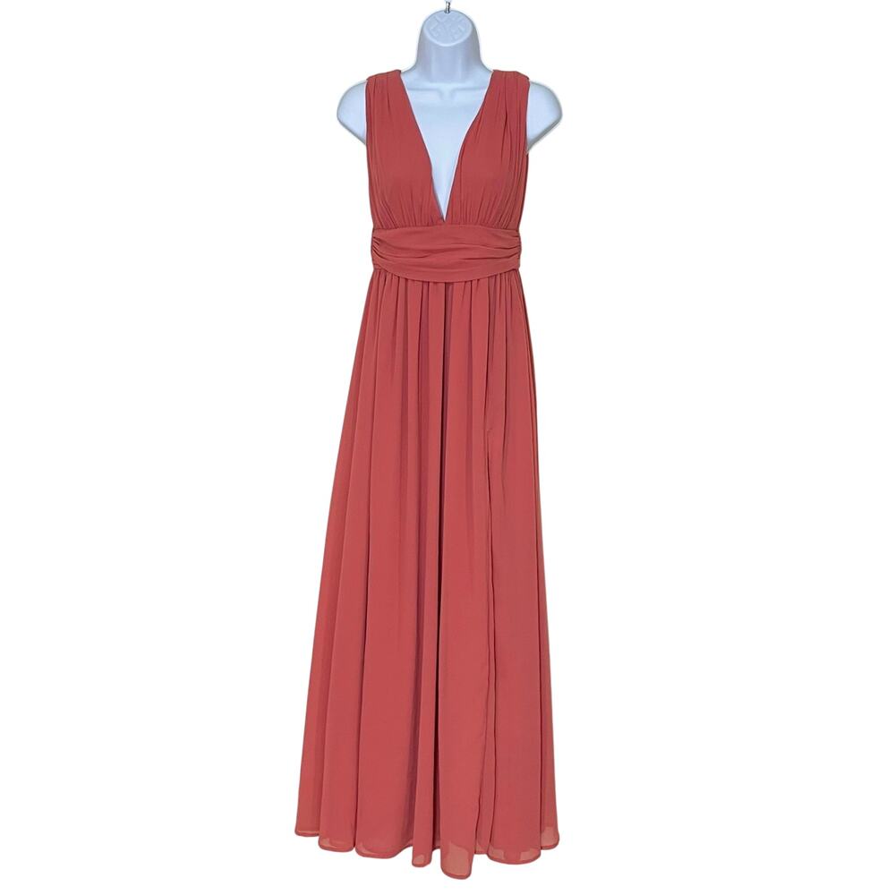 Lulus Heavenly Hues Rusty Rose Maxi Dress Size S Formal Bridesmaid Wedding Guest